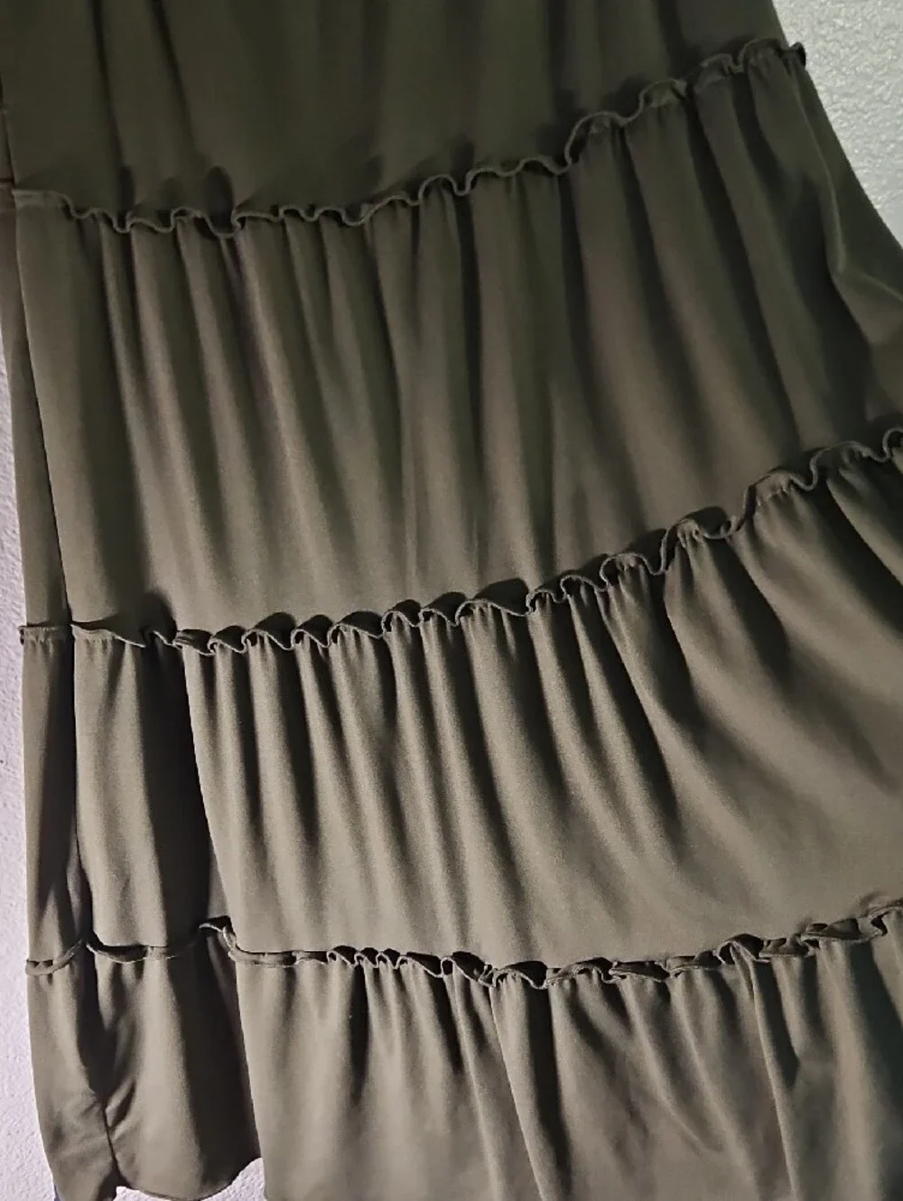 White Mark 2-Piece Tiered Maxi Skirt Bundle - Olive Green & Navy Blue - Size M